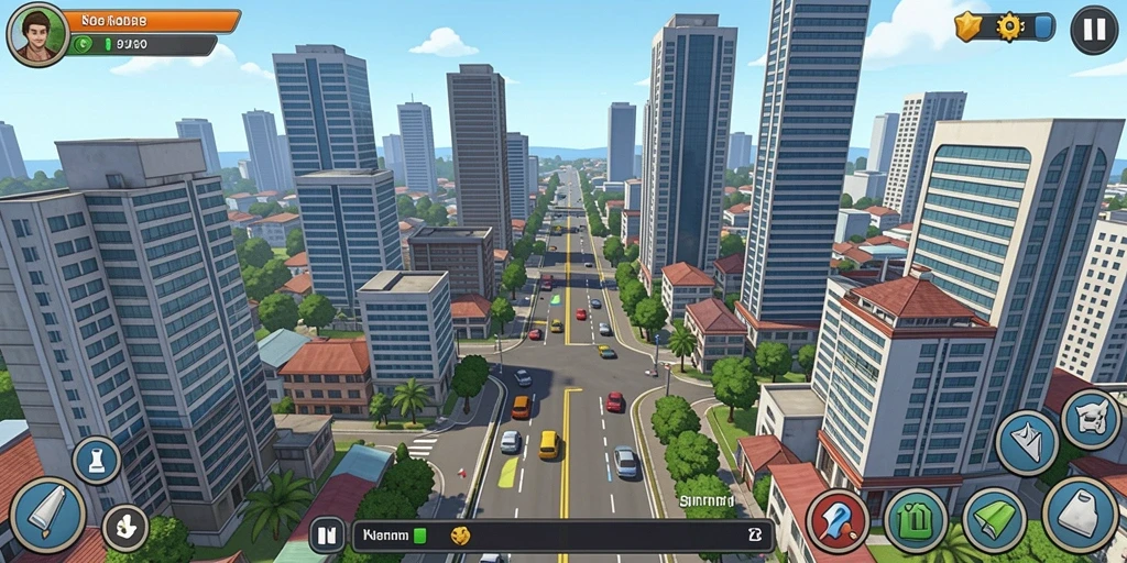 zk7 - Screenshot menunjukkan eksplorasi dunia yang indah dan berwarna.